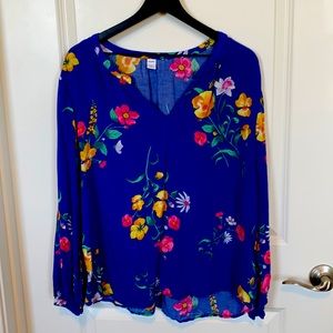 Floral V Neck Blouse - Old Navy